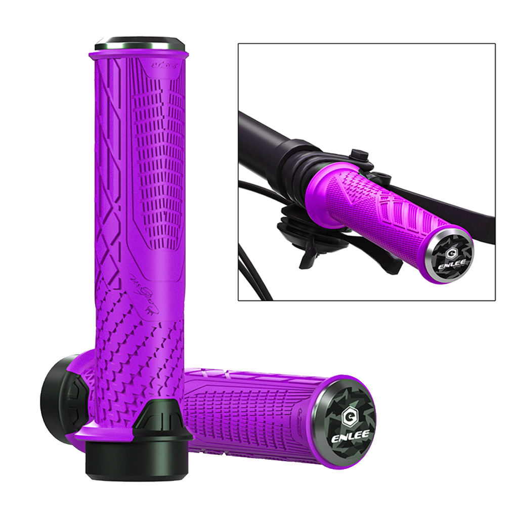 Poignées de guidon de vélo en caoutchouc, 1 paire, poignées de vélo Anti-souple, verrouillage, guidon de cyclisme ultraléger: Purple