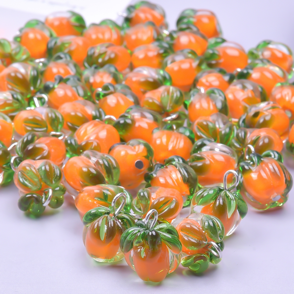 5Pcs/Lot Mix Styles Glass Fruit Strawberry Peach Charms Diy Vegetable Eggplant Sweet Potato Pendant Jewelry Accessories Finding