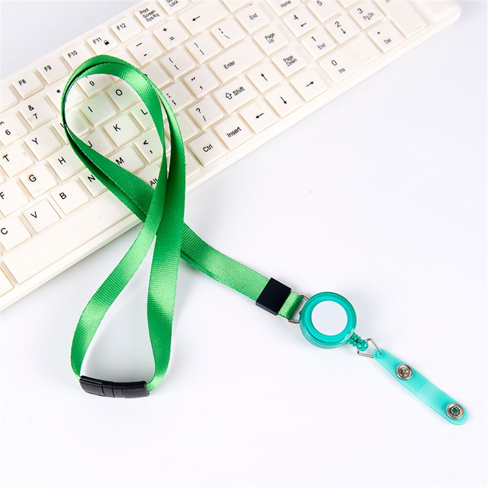 Retractable Card Holder Lanyard Neck Strap Nurse Badge Holder Name Tag Credit Card ID Holders Kawaii Stationary Papeleria: green