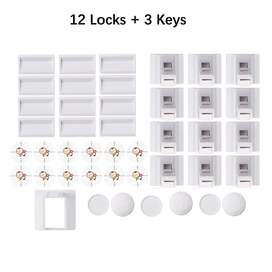 Children Lock Baby Safety Magnetic Lock Child Protection Kids Drawer Locker Security Cupboard Cabinet Locks 4/8pcs lock+1/2key: 12 locks 3 keys