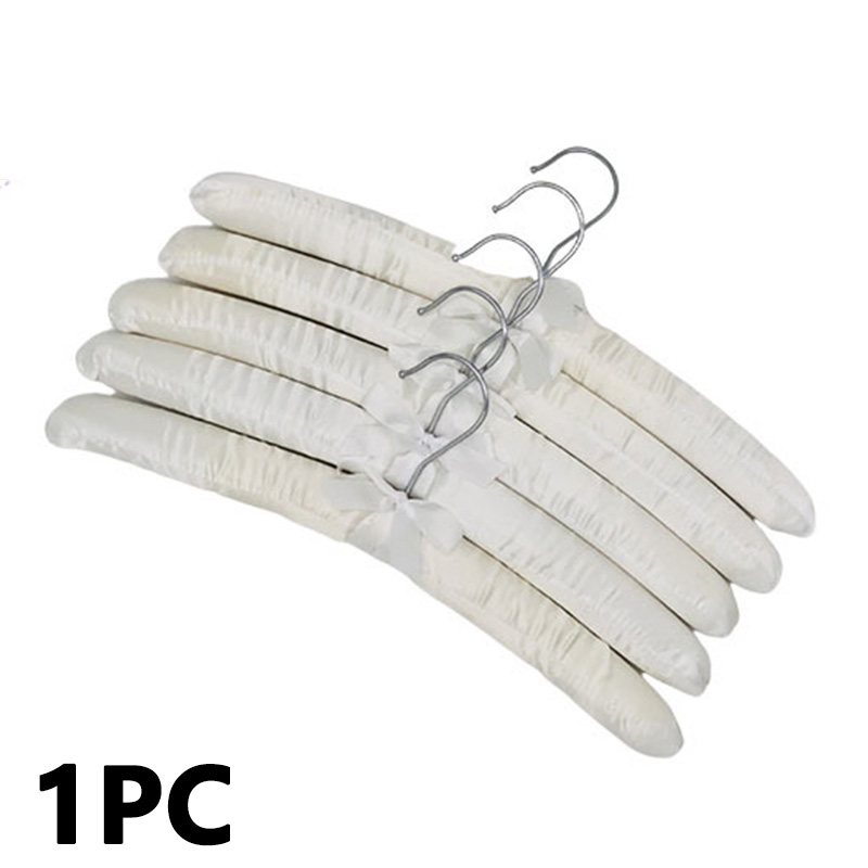 Cintre rembourré en satin pour vêtements, cintres en éponge, présentoir de magasin, crochet argenté, 1 pièce