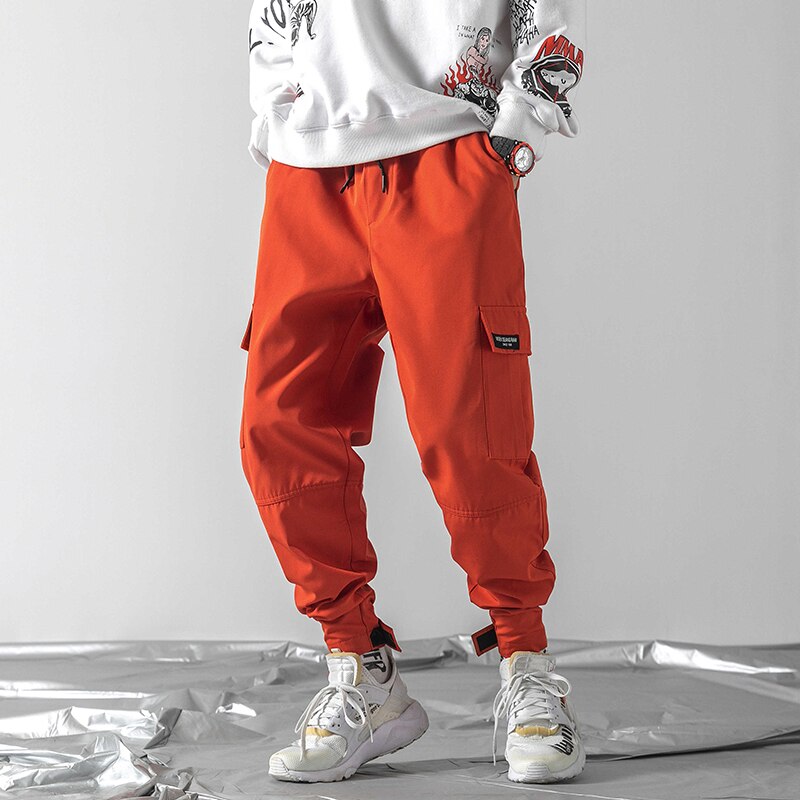 Män svarta joggingbyxor höst vinter herr stora fickor harem cargo byxor herr streetwear overall träningsbyxor byxor