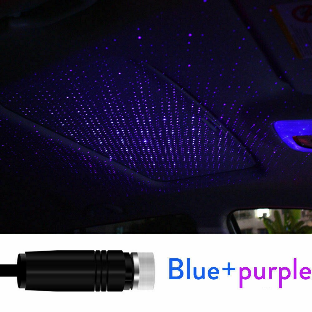 Mini proyector de estrellas de techo de coche USB, luz nocturna de cielo estrellado LED, ambiente, lámpara de galaxia, decoración de techo romántica para habitación, , 5V: Azul