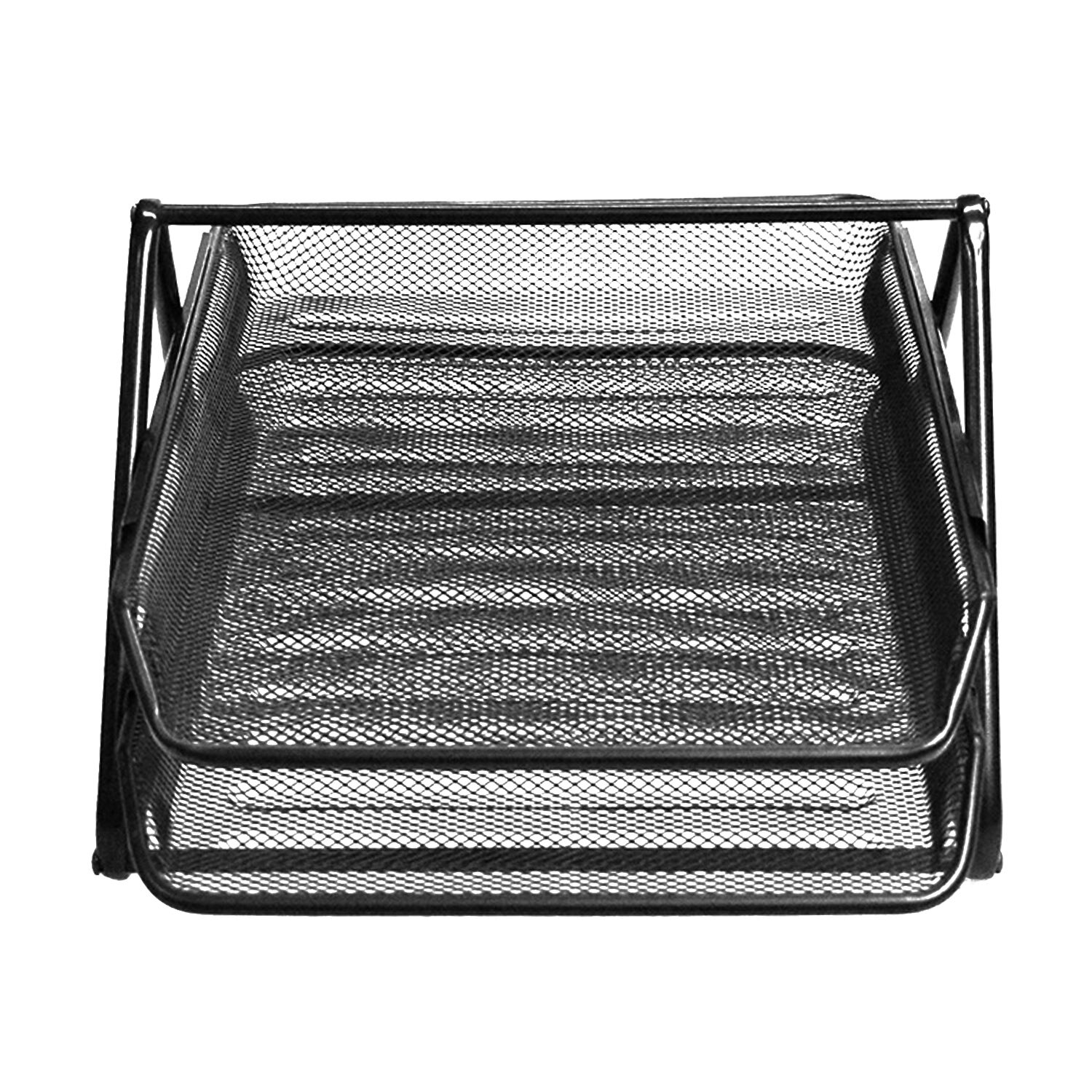 2-Tier Stackable Metal Mesh File Holder Stand Organizer Tray for Magazine Letter Paper Document Home Office Desk Black