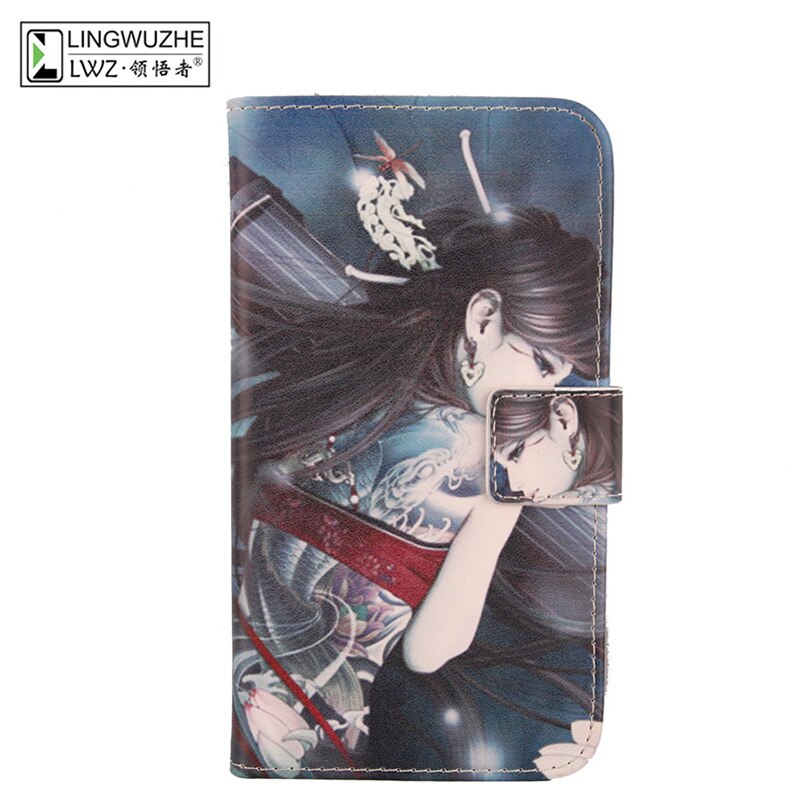 For Fly Nimbus 16 FS459 Case 4.5'' Flip Wallet Cell Phone Leather Cover For Fly Nimbus 16 FS459 Holster Phone Cases Accessories: Guzheng girl
