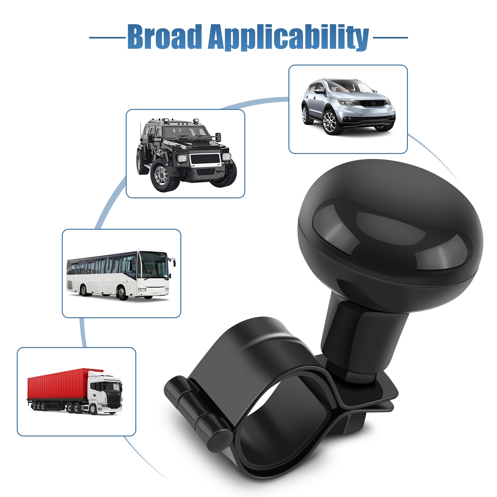 Manopola del volante per auto resistente Maniglia spinner nera Manopola spinner sterzo da 360 gradi Accessori per auto