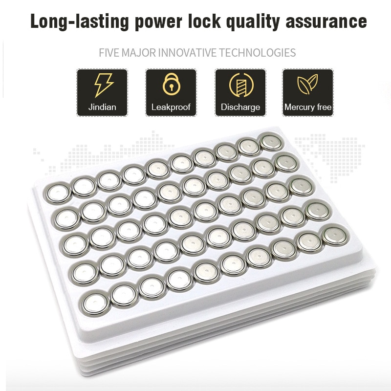 Batería de celda de botón para reloj, pila alcalina de manganeso para reloj electrónico AG10 LR54 LR1130 390 189 389A 389 1,5 V, 50 Uds.