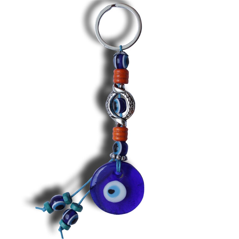 Turkish Blue Eye Keychain Middle Eastern Style Handwoven Alloy Evil Lucky Eyes Wall Car Pendant Home Decorations