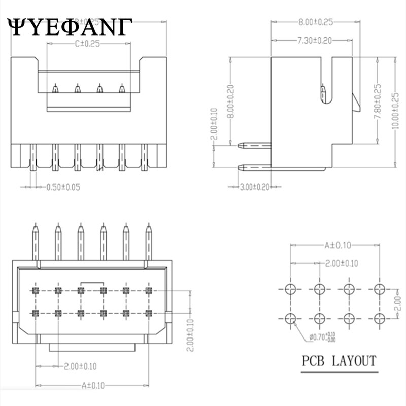10setzt JST PHB 2,0 MM 2/3/4/5/6/7/8/ 9/10Stift PHB 2,0 Stecker stecker Männlich + Weiblich + Crimps
