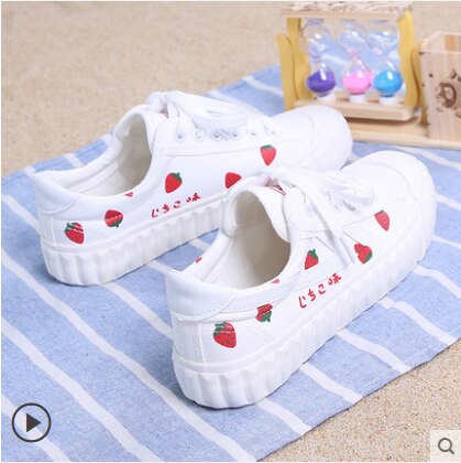 Japanischen süßen lolita schuhe runden kopf flache erdbeere bord schuhe kawaii mädchen turnschuhe kawaii schuhe loli cos: 40