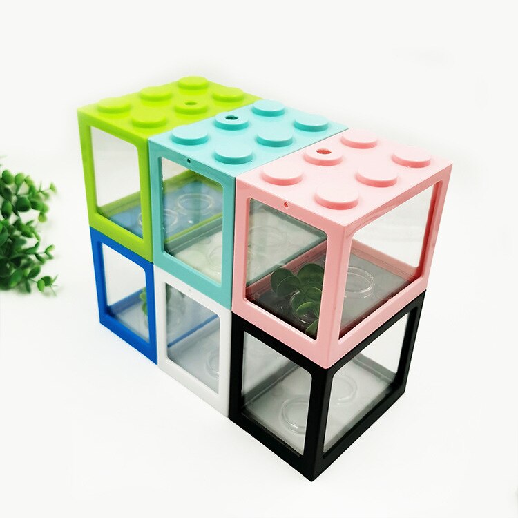 Mini hydroponic seaweed ball box micro cylinder glass flower box pet stack block fish tank plastic reptile cage