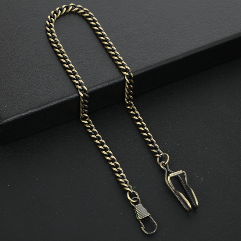 Reloj de bolsillo clásico de acero inoxidable, cadena plateada, negra, dorada, bronce, cadenas geniales, accesorios para relojes de bolsillo,: Rojo