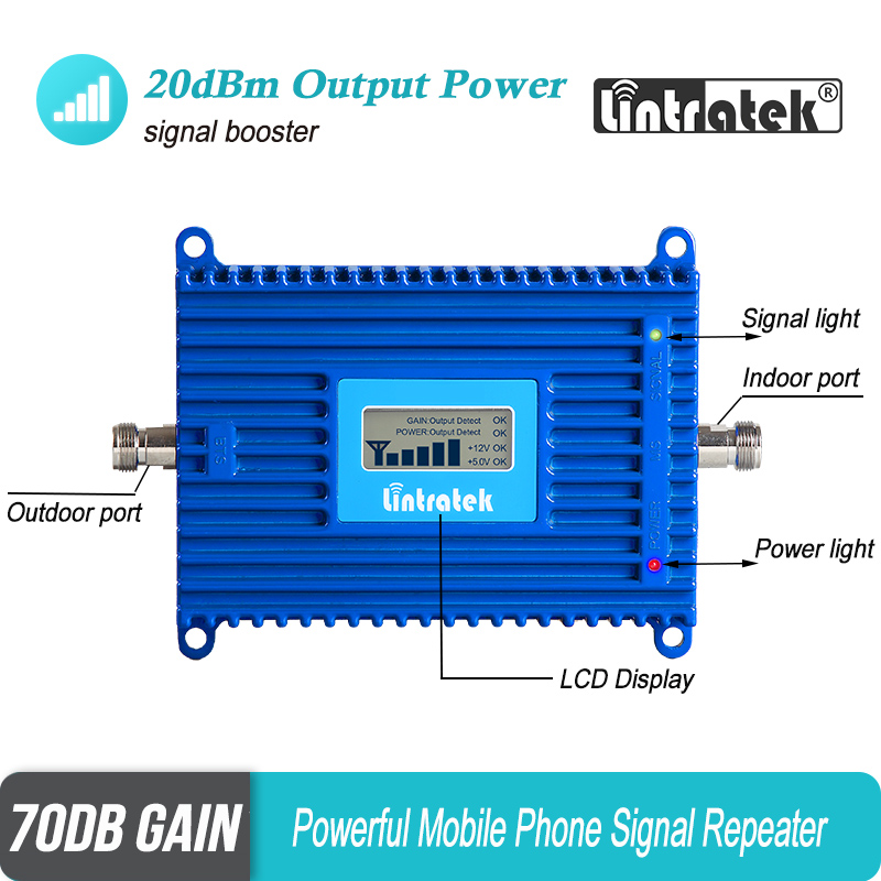 Amplificateur de Signal bande 20 LTE 4G, 800mhz, répéteur de Signal ALC AGC 70db, Gain 20dbm, pour usage domestique et au bureau