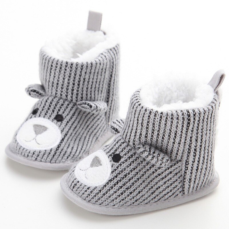 Winter Super Keep Warm Infant Toddler Breathable Comfortable Soft Booty Newborn Baby Crib Snow Knitting Cute Cartoon Bear Shoes: H / 7-12 Months