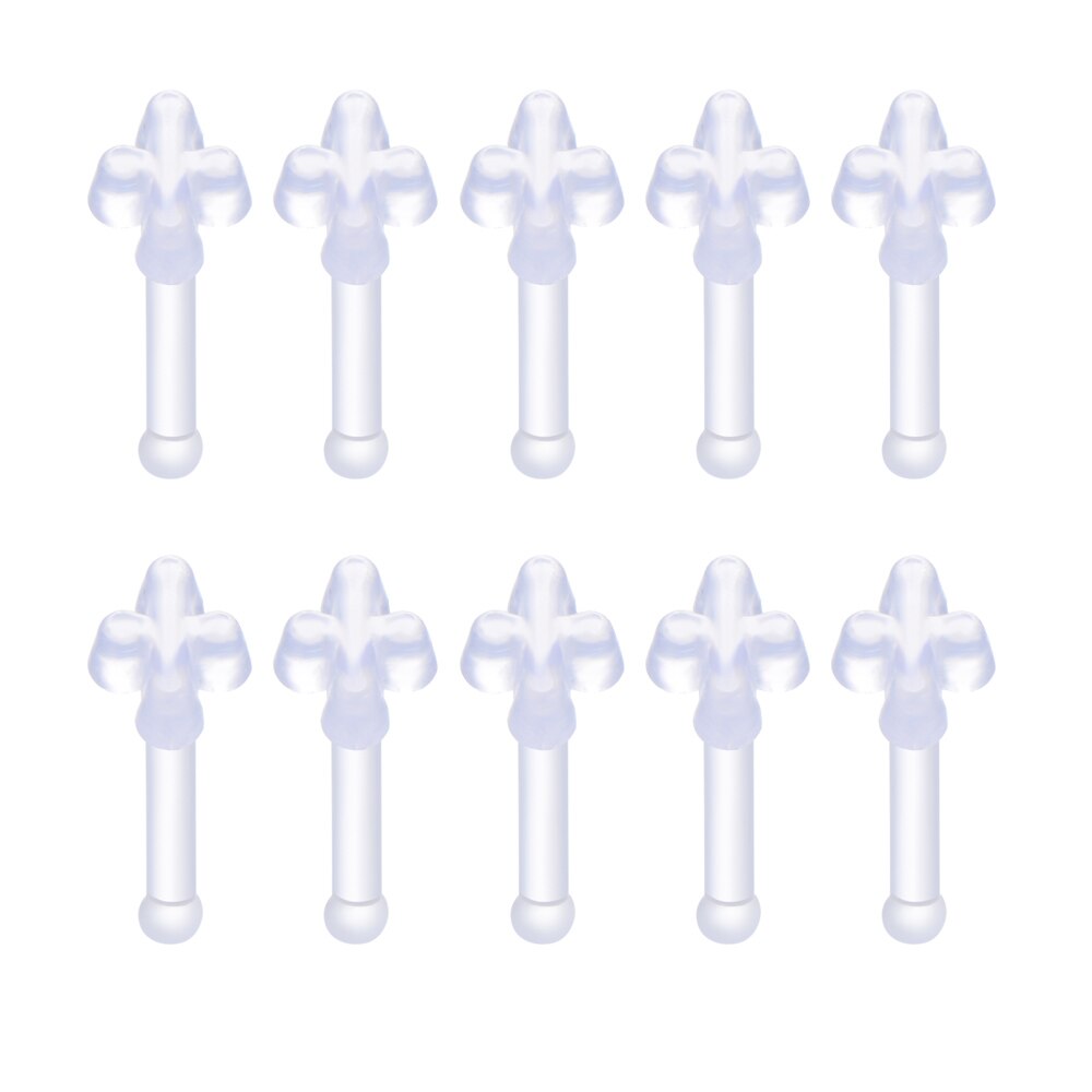 Lot de 10 clous d&#39;oreilles Bioflex transparents pour le nez, 10 formes, épingle à oreille pour le perçage du corps: Cross