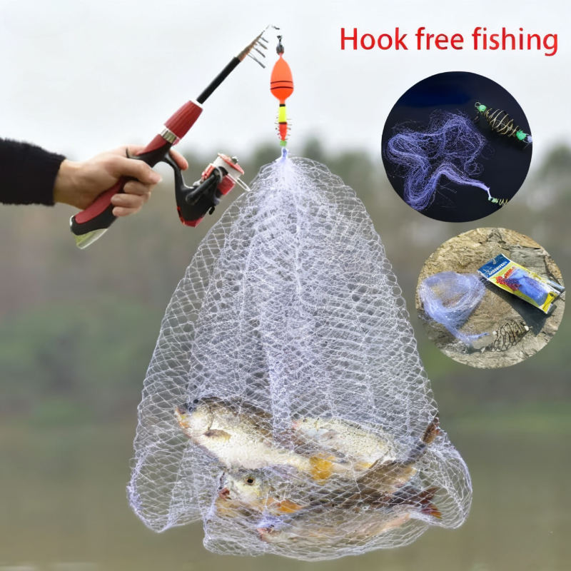 Trampa de red de pesca con marco de acero rico en carbono, malla con cuentas luminosas, red para peces de mar, de aparejos, trampa de pesca alimentadora