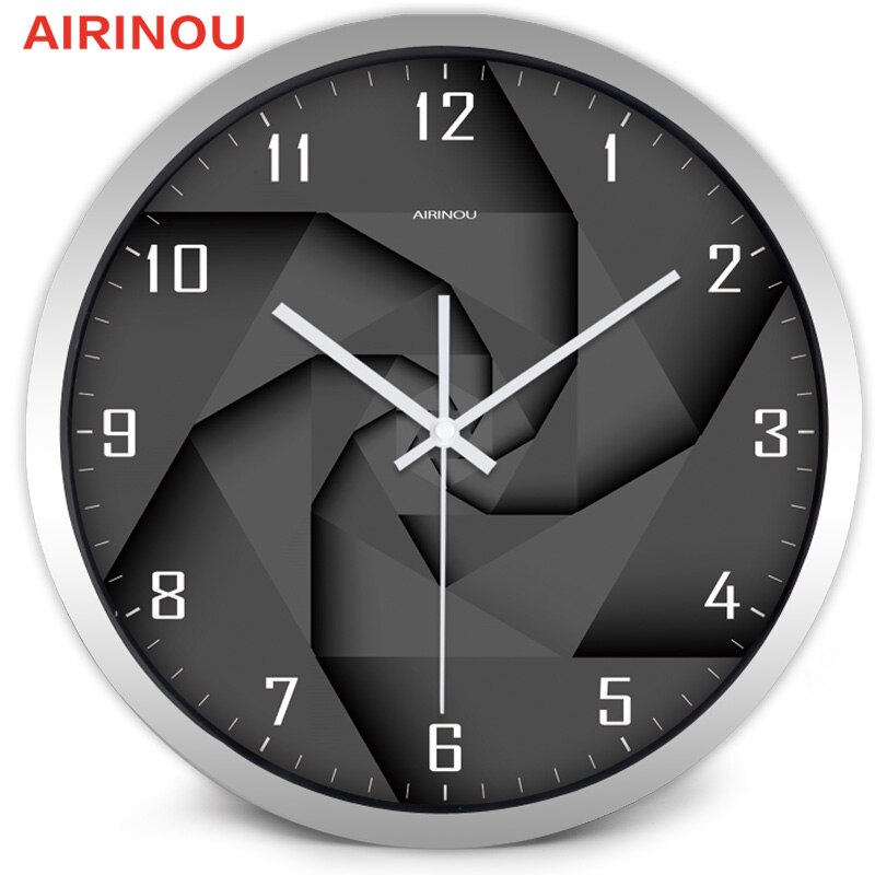 Airinou 3D Vortex Style Modern Glass And Metal Wall Clock Library Science Museum Or Company: A036S / 14 inch
