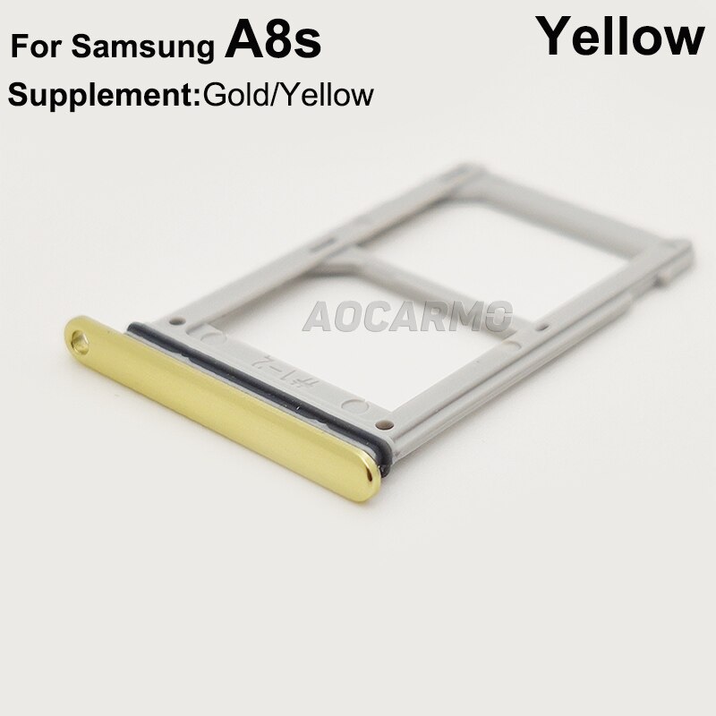 Aocarmo Sim Card MicroSD Holder Nano SIM Slot vassoio per Samsung Galaxy A8s SM-G8870 parte di ricambio: Yellow