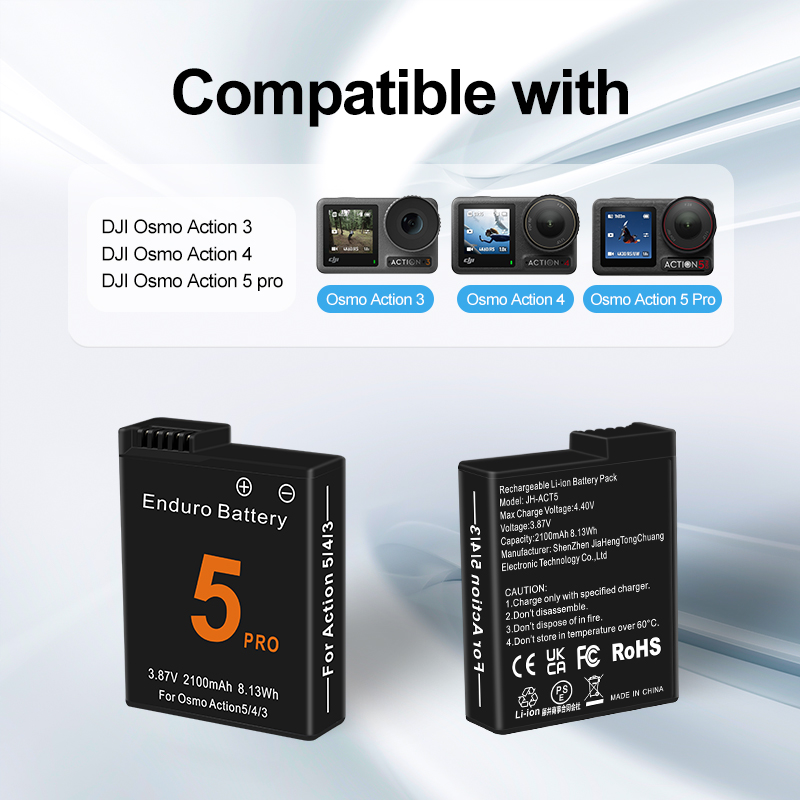 Battery for DJI Osmo Action 5 Pro Action Camera Batteries 3 Slots Fast Charger 2100mah Battery for Osmo 3 4 5 Pro Accessories