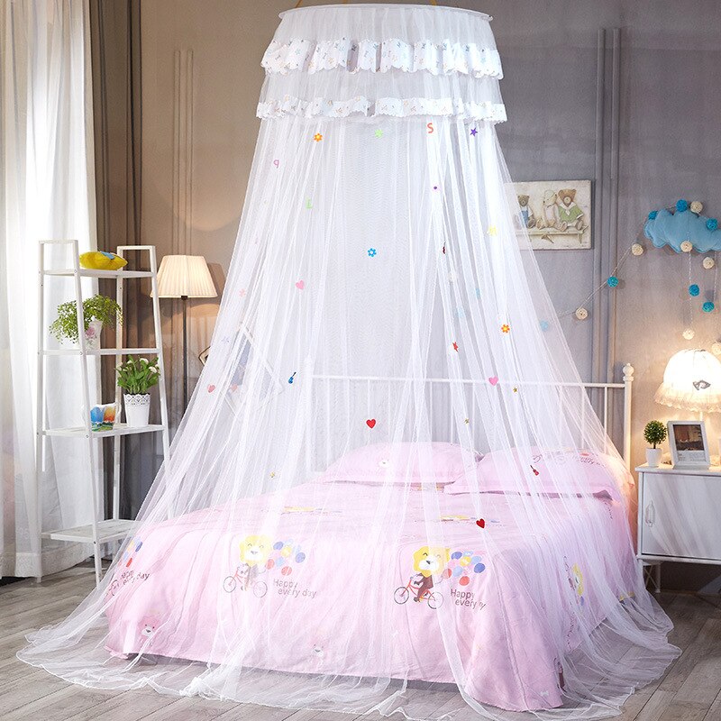 Baby soveværelse myggenet til at sove n kuppel loft pige værelse indretning baldakin prinsesse telt til børn baldakin på krybben: Hvid