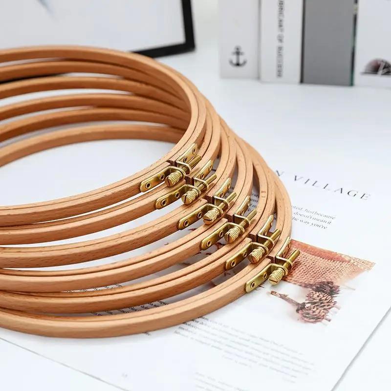 Aros de bordado redondos de haya de 3-12 pulgadas, estante ovalado para bordar a mano, anillo de punto de cruz de madera, aro de imitación, herramienta de marco de costura