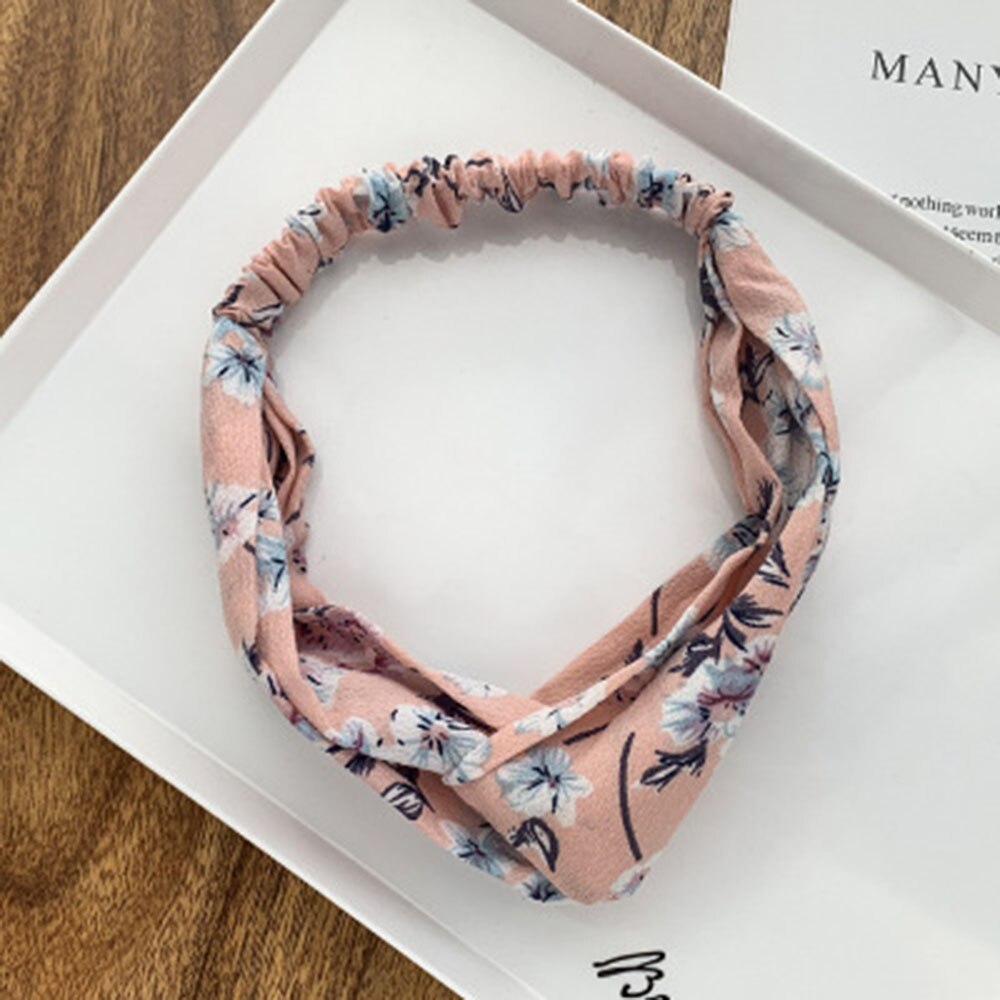 Headband Cross Knotted Bow Chiffon Floral Hair Band Korea Headdress Women Hair Accessories Girls Hairband: 21