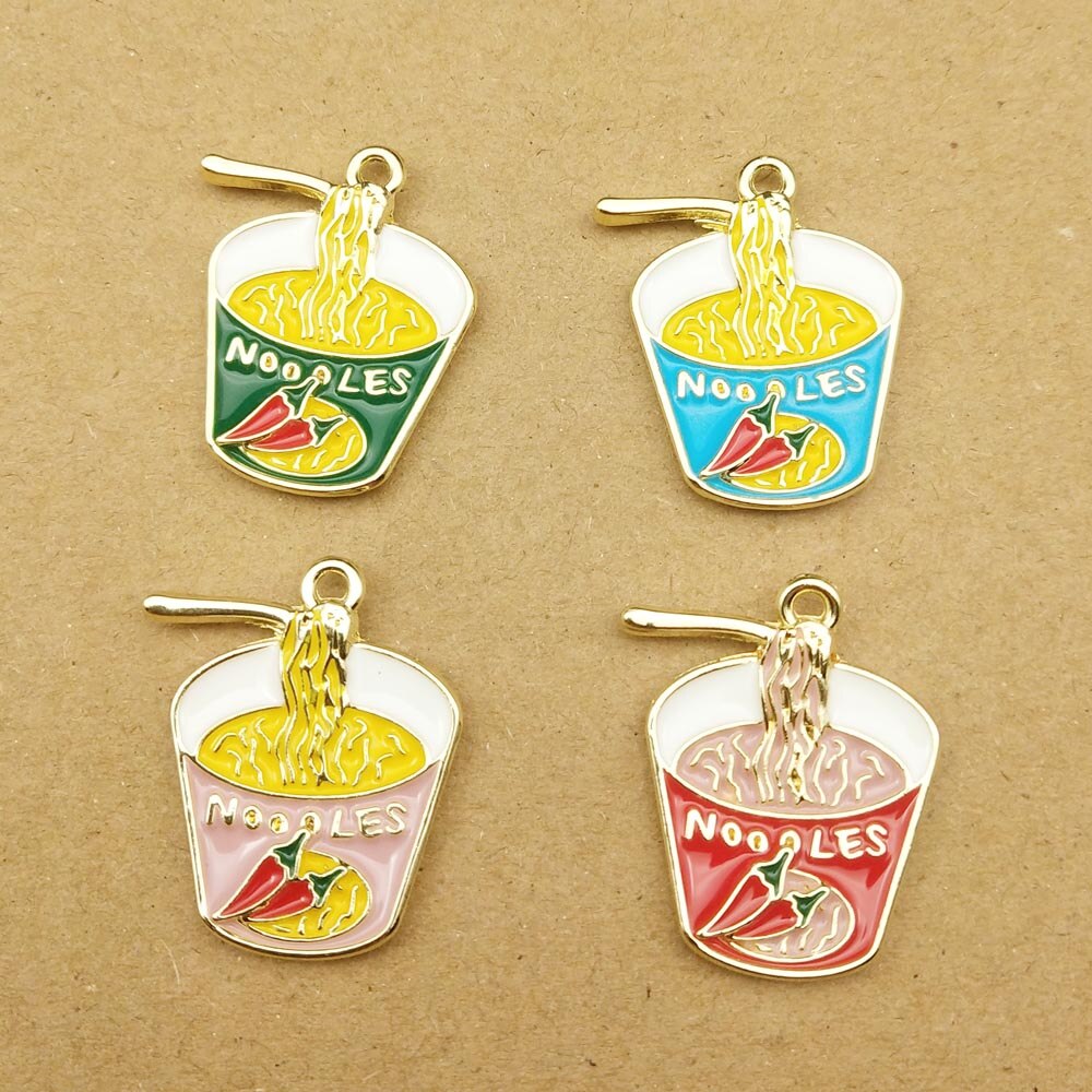 10 Pcs 21X24 Mm Enamel Noodle Charm Eten Voor Sieraden Maken Crafting Oorbel Hanger Ketting En Armband Bedels