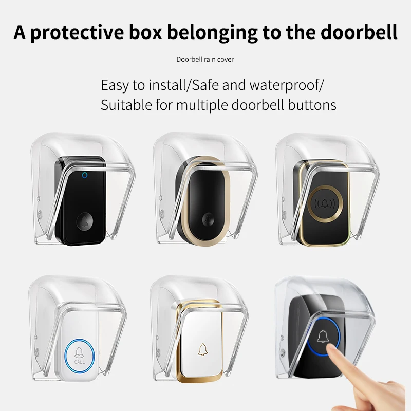 CACAZI Outdoor-Türklingelknopf, wasserdichte Abdeckung, kabelloser Ring-Gong-Knopf, PC, transparenter Regenschutz für Zuhause, Gehäuse, Schutzknopf
