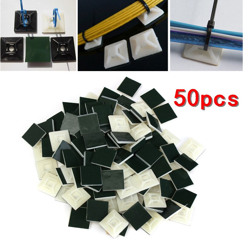 50pcs Black White Cable Base Clamps Clip Self Adhe... – Vicedeal