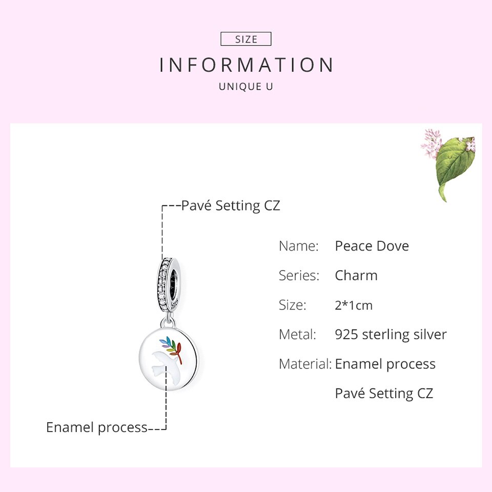 Bamoer Autentico 925 Gioielli in Argento sterlina tariffa la ritmo Colomba Fascino per Originale Argento Borda il Braccialetto & Braccialetto FAI DA TE BSC366