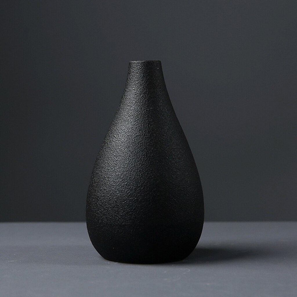 Black Ceramic Vase Modern Flower Vase Pottery Desktop Decorative Planter Pot for Home Garden Decoration: D