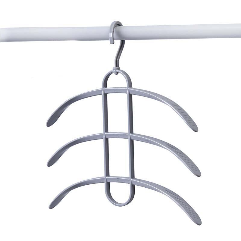 Multilayer Fish Bone Shape Stainless Steel Clothing Storage Racks Clothes Hanger Storage Holder Wardrobe Laundry Drying Rack: plastic gray