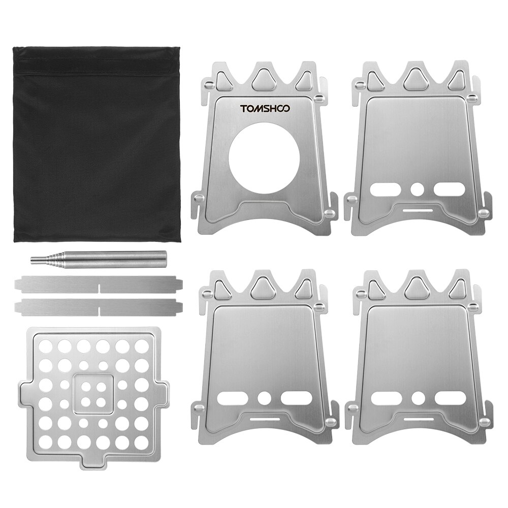 TOMSHOO Camping Wood Stove Portable Folding Lightweight Titanium Wood Burning Stove for Outdoor Cooking Picnic camping gear: Style 2