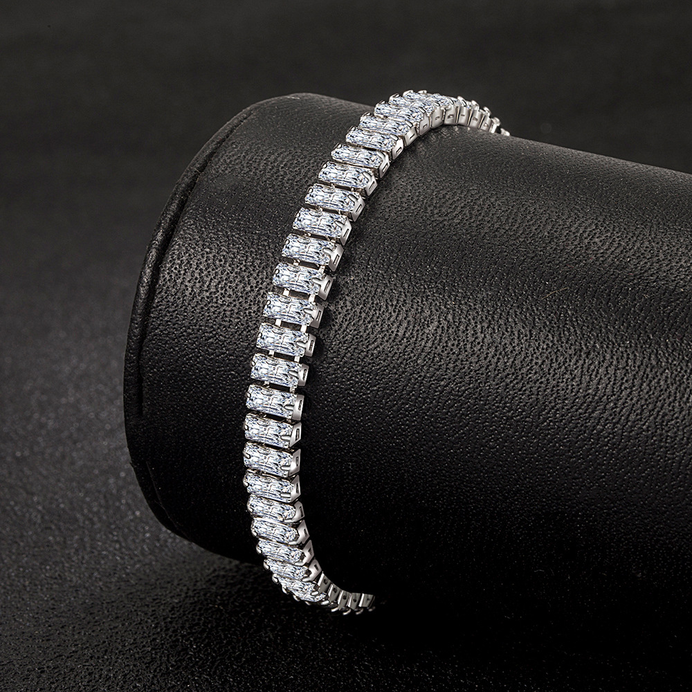 mode 925 sterling zilveren vierkante zirkonia armband eenvoudige temperament armband verjaardagsfeestje cadeau voor vrouwen fijne sieraden