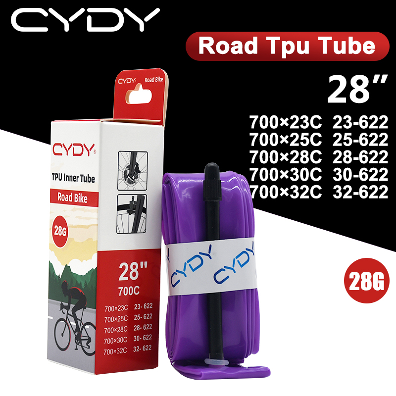 CYDY 700C vélo chambre à air TPU 700 × 23C 25C 28C 30C 32C pneu 45/65/85mm sv vélo de route Valve française 28 ''polaire intérieure ultralégère 28g