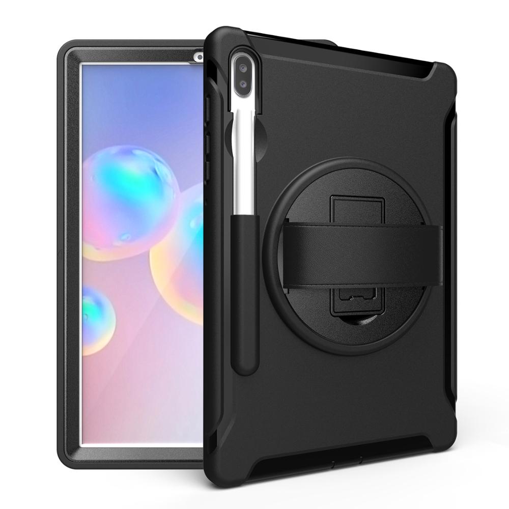 Case Voor Samsung Galaxy Tab S6 10.5 "T860 Tablet Case Shockproof Armor Heavy Duty Hard Case Voor Samsung tab T860 Stand Case: Black
