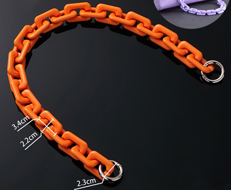 Frauen Kette Tasche Schulter Riemen Harz Material Goldene Vintage Tasche Kette Griff Schulter Tasche Schlüssel Kette Dicke: orange / 40CM