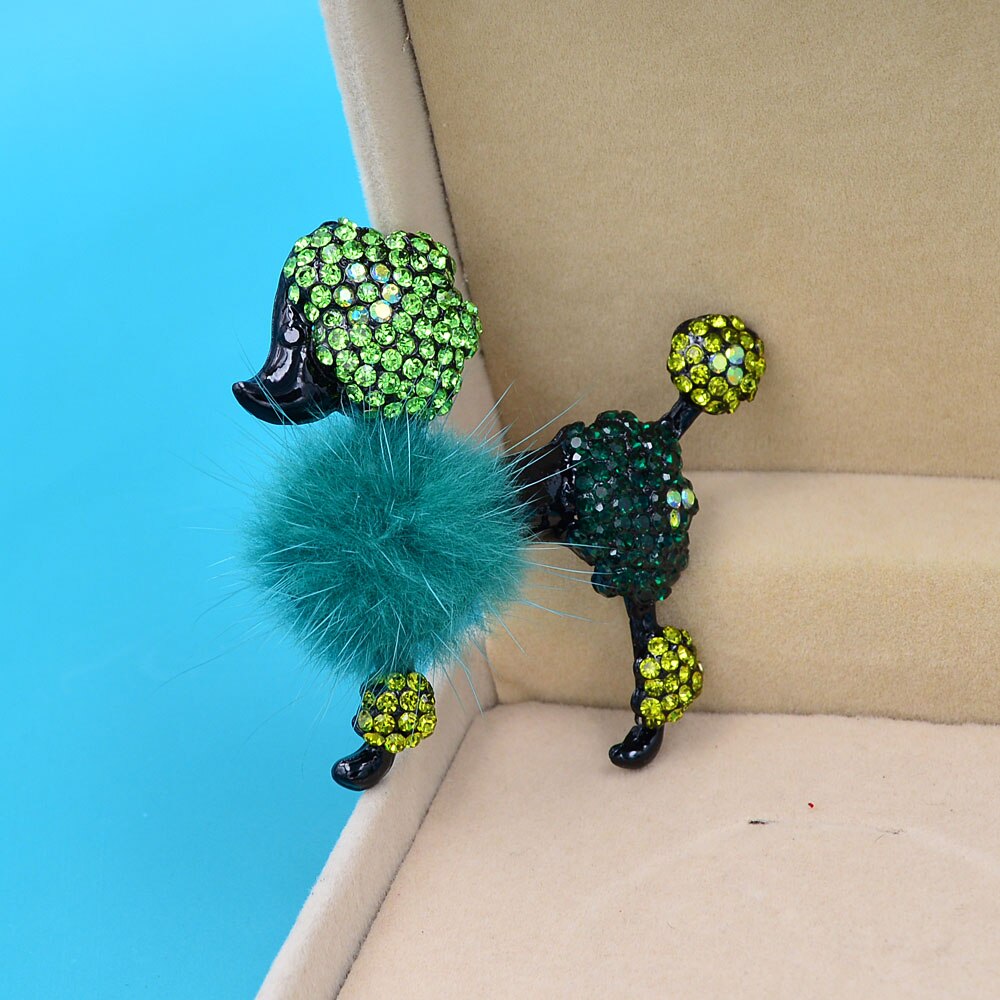 CINDY XIANG Puffer Ball Dog Brooch Poodle Brooches For Women Cute Puppy Pin Jewelry 4 Colors Available