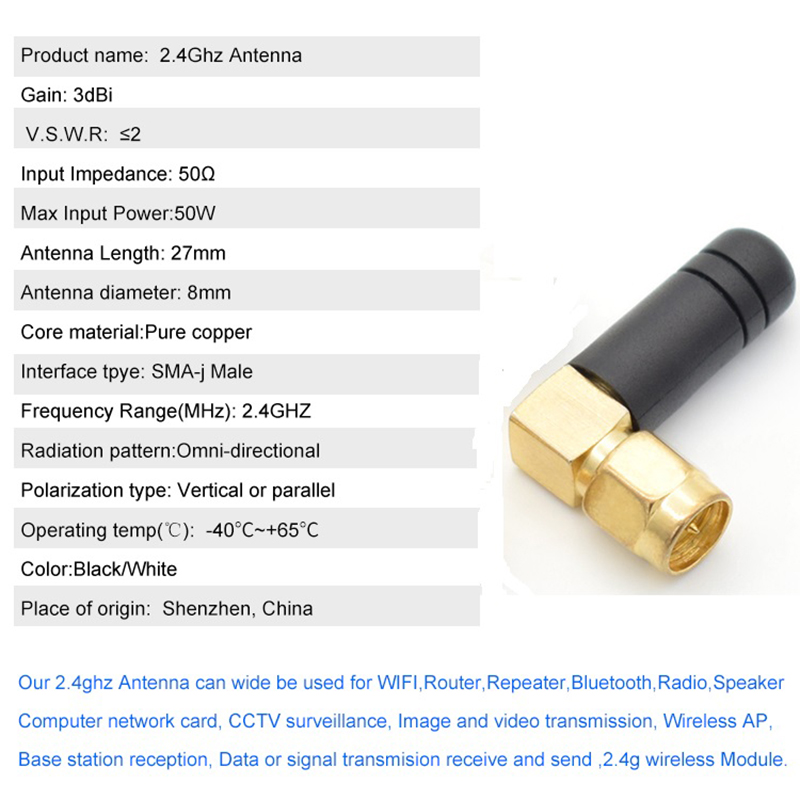 2PCS 3Dbi 2.4Ghz WIFI Antenna SMA Male Router Bluetooth Antennas Wireless Module 2.4G Antena External Aerial
