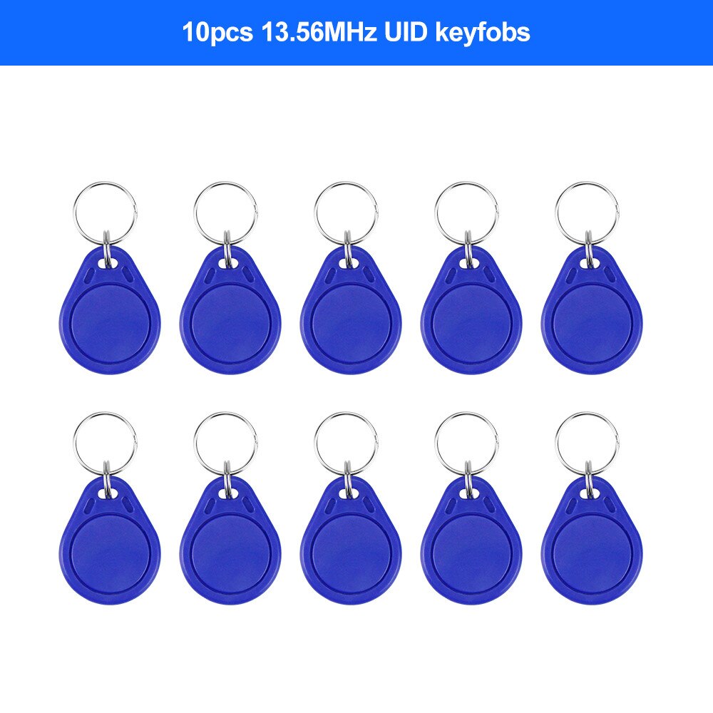 English 10 Frequency RFID Duplicator Copier Writer Card Reader Key fobs Programmer USB ID IC 125KHz 13.56MHz Encrypted Decode: 10pcs UID key