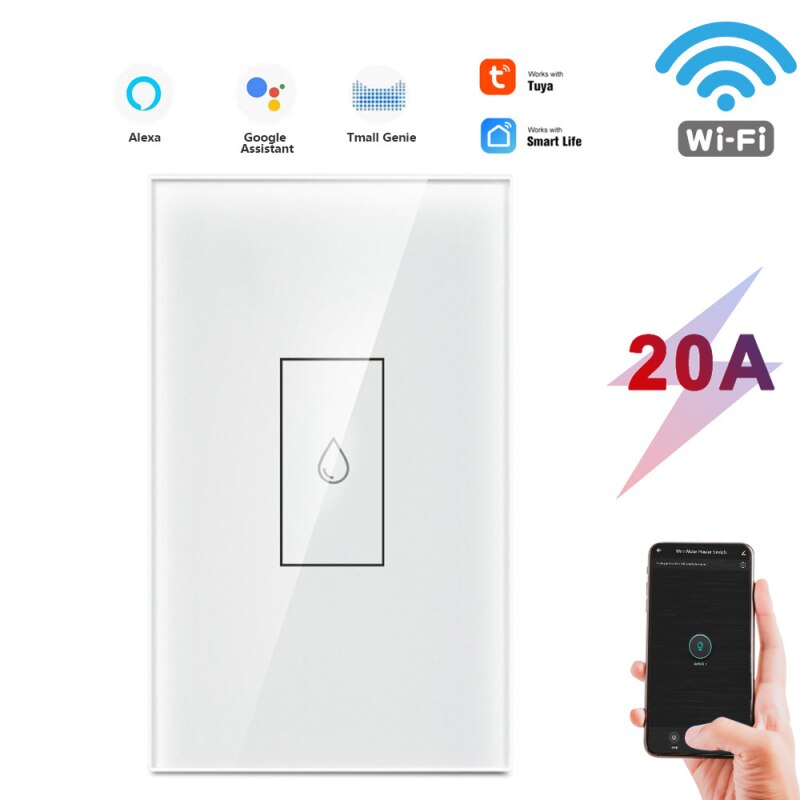 WiFi Boiler Water Heater Switch 4400W Tuya Smart Life App Remote Control ON OFF Timer Voice Control Google Home Alexa: EU Plug