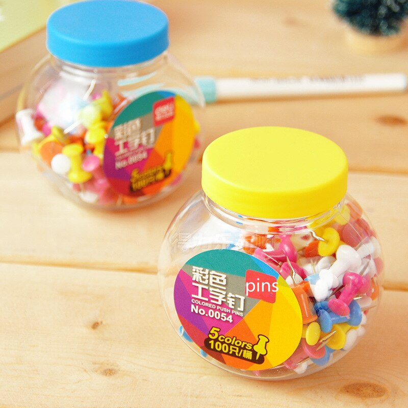 Coloffice 100 pcs box verpakking Pins Plastic Kurk Boord Veiligheid Gekleurde Push Punaise Kantoor & School Accessoires Benodigdheden