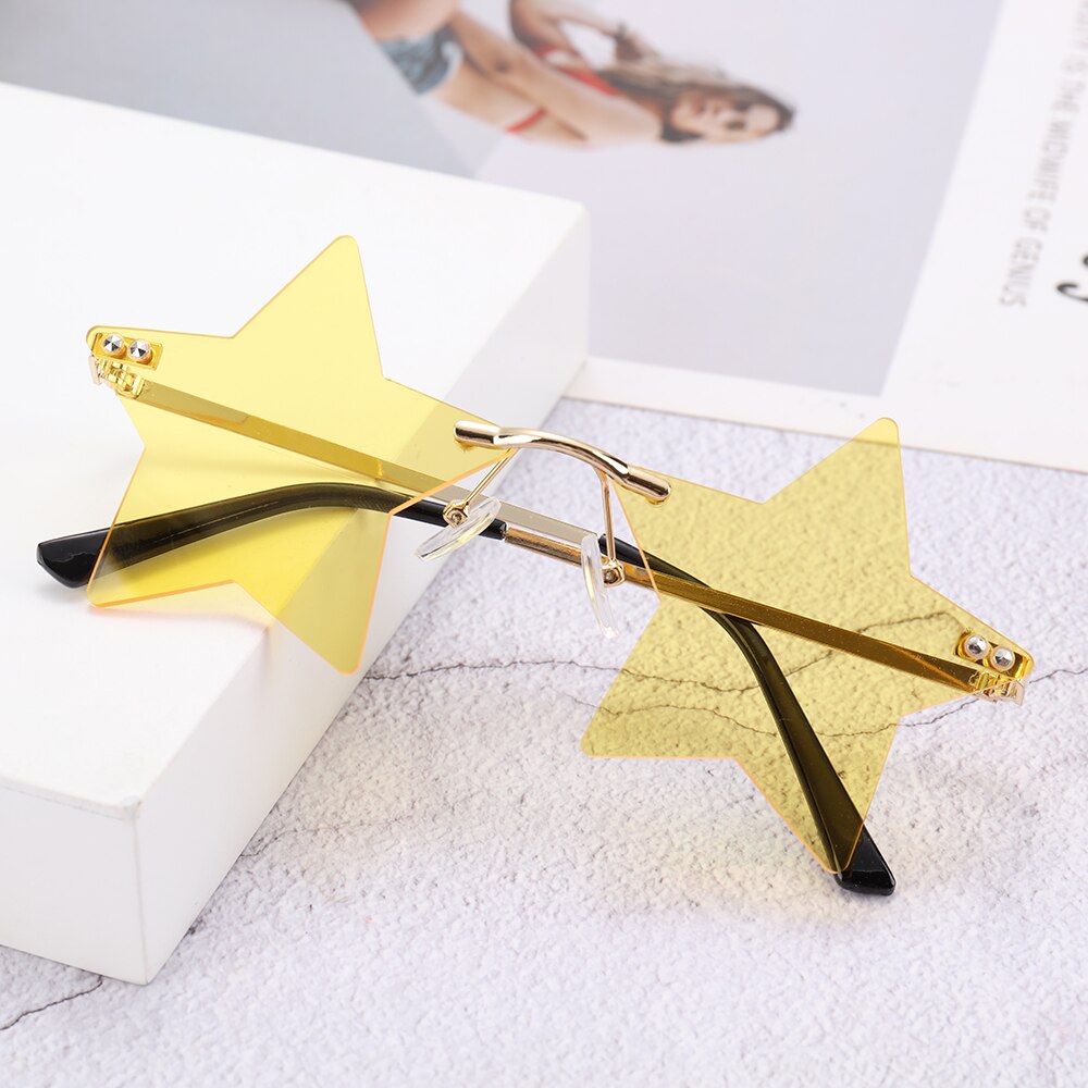 Gafas de sol clásicas con forma de estrella para hombre y mujer, lentes de sol sin montura, transparentes, a la , color océano