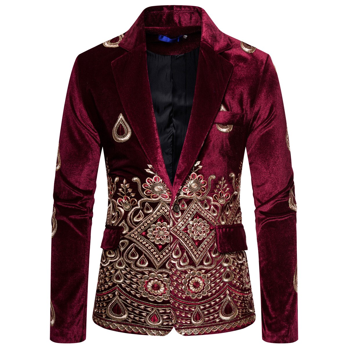 Männer Samt Gold Gewinde Bestickt Blazer männer Paisley Blume Jacke Anzug Bühne Jacke Elegante Hochzeit herren Anzug jacke
