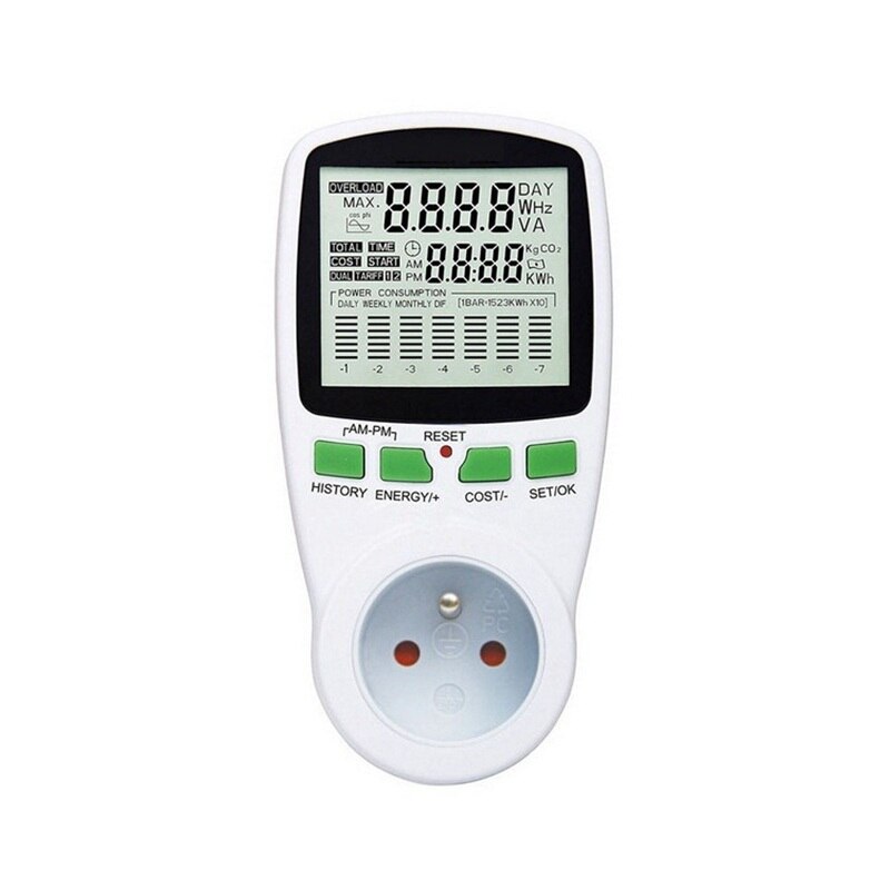 Ac intelligent energi strømmåler wattmeter stik eu us fr  uk 0.5w spænding strøm frekvens el monitor eu/us/dk stik: 2 stk / Fr energimåler