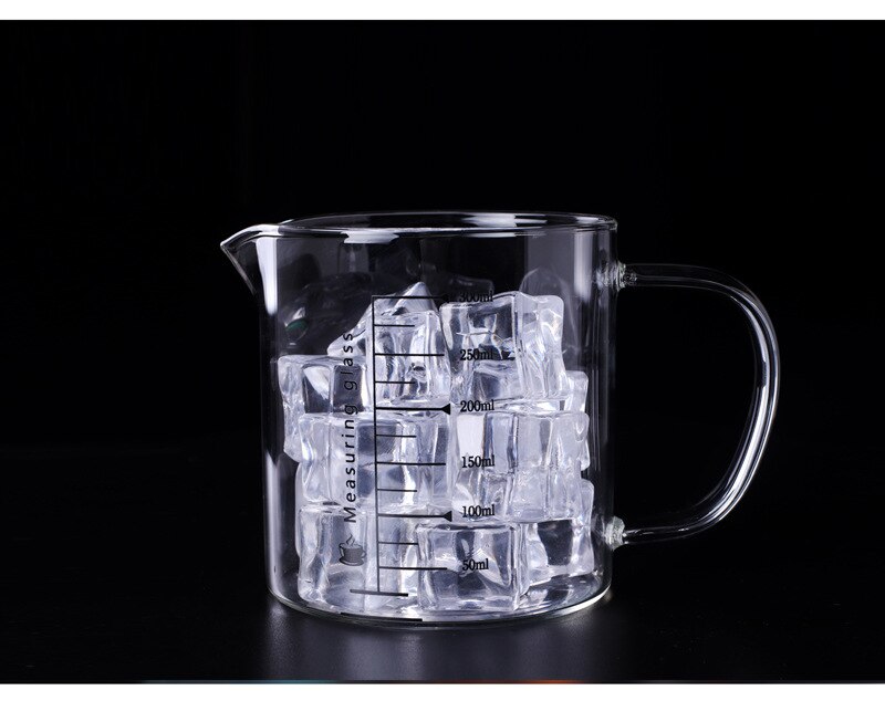 Food Grade Borosilicate Glass Measuring Cups with lid Pot Kettle Kitchen Accessories Measuring Milk Clear Glass Cup Cook Scale: 300ML