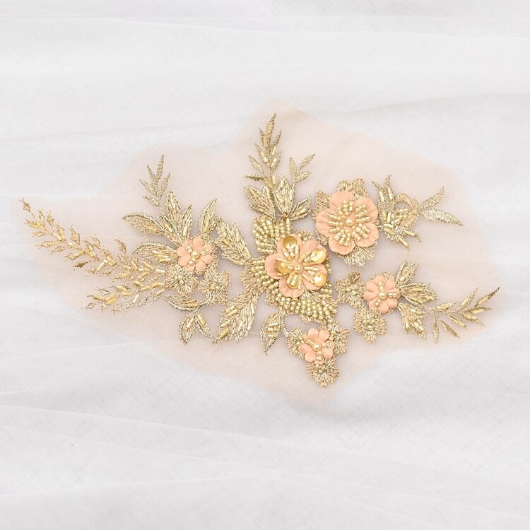 Perler broderi blomster blonder applikationer til brudekjole blå broderede blomsterlapper til tøj store perches
