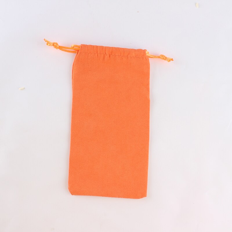 Pochette en daim à cordon de serrage, 10 pièces/lot 9*18cm, couleur mixte, d'usine, petit emballage de bijoux, sac pour téléphone: orange