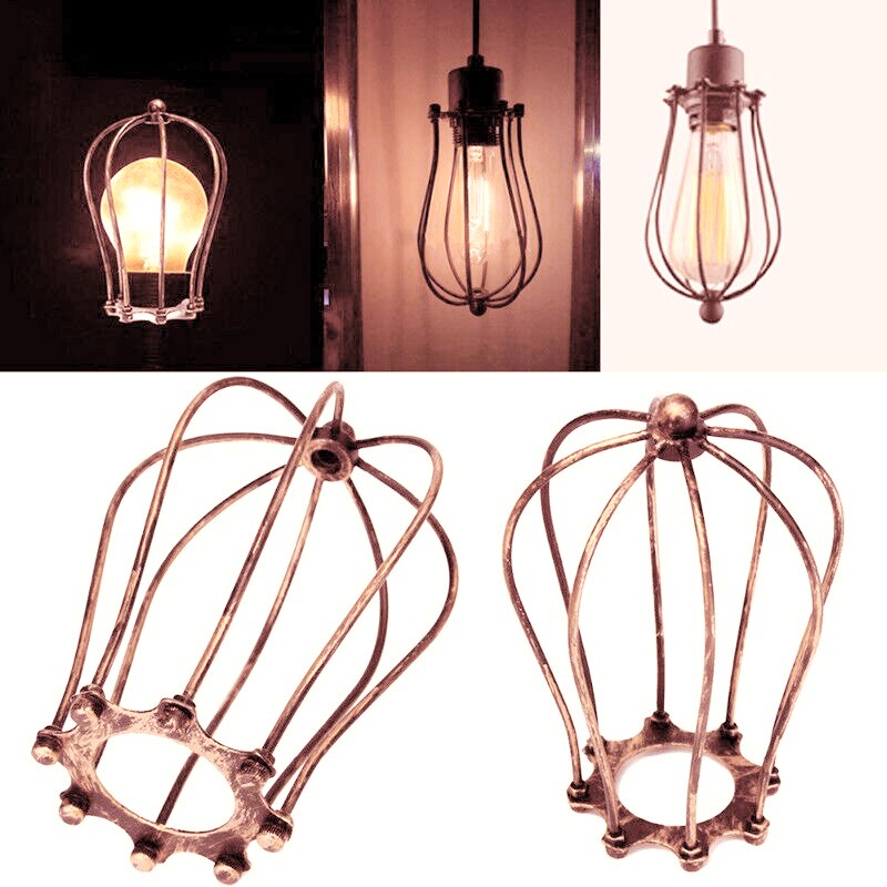 Vintage Industriële Metalen Kooi Draad Frame Loft Opknoping Plafond Hanglamp Lamp Shades Home Cafe Winkel Diy Light Cover