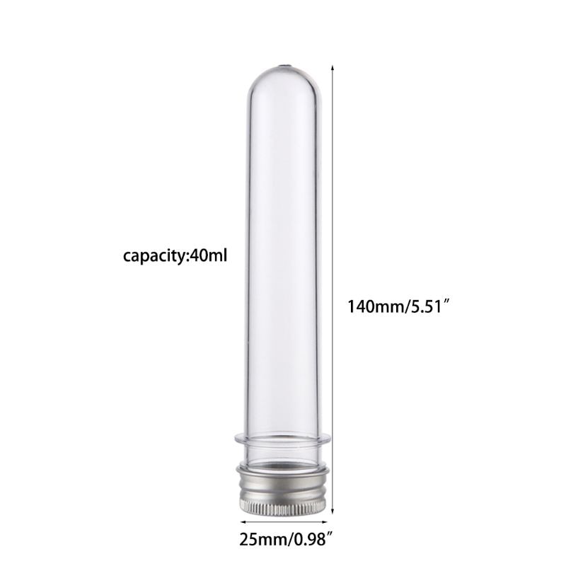 Reagensglas af plast klare og gennemsigtige slikopbevaringsbeholdere med skruelåg 40ml 10 stk